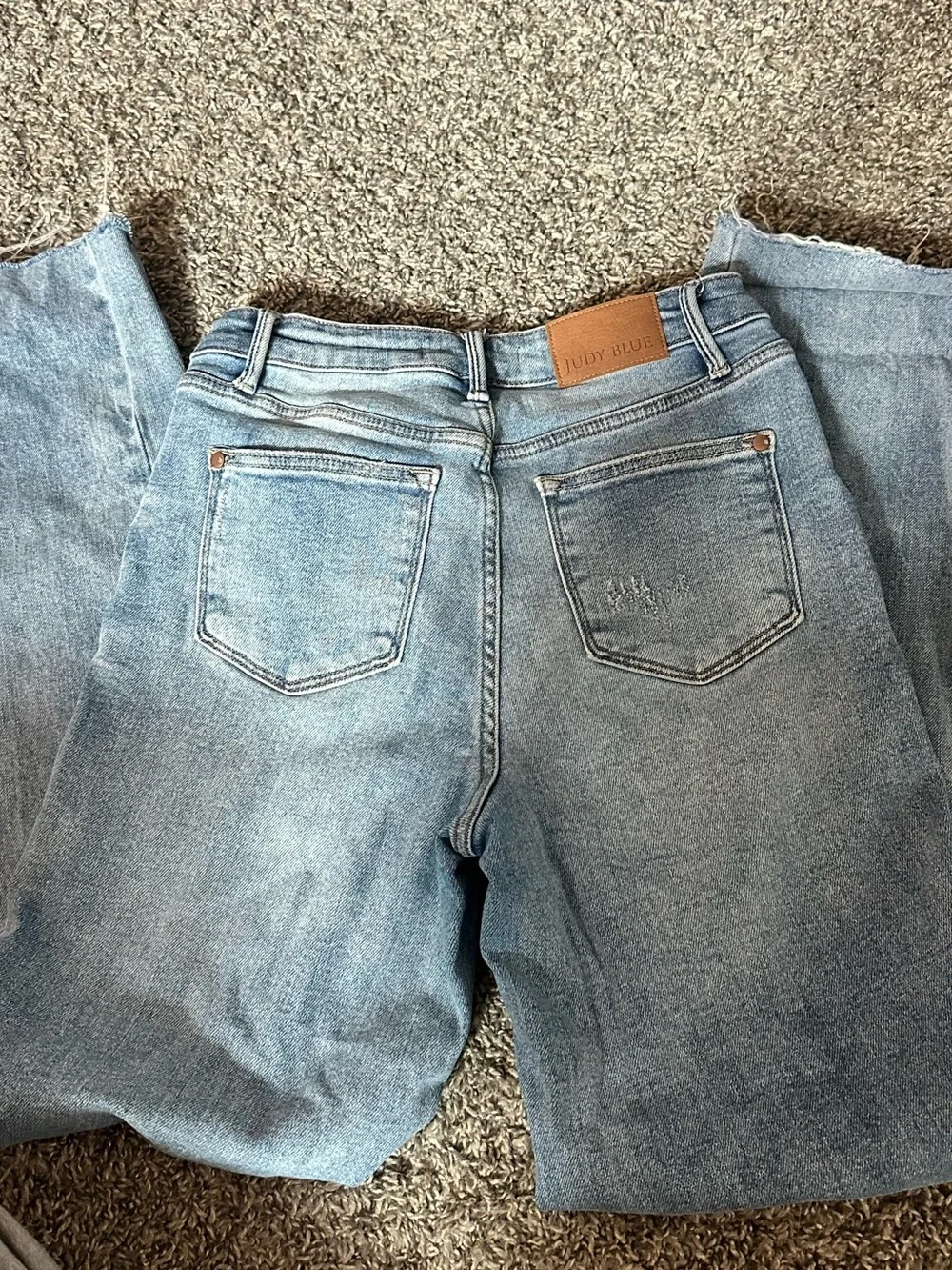 Judy Blue Light Blue Distressed Straight Leg Jeans - Picture 3 of 5